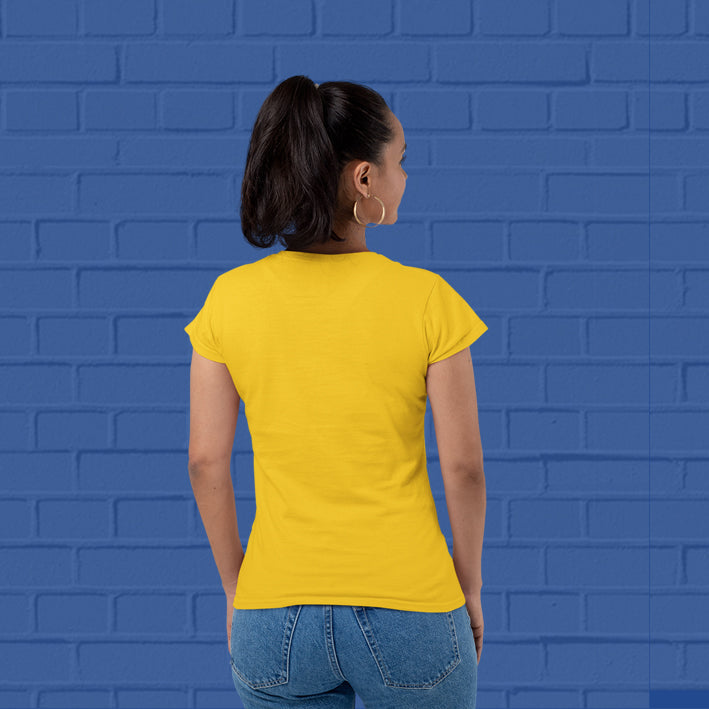 Women's Plain Round Neck T-shirt golden Yellow– Hawkty