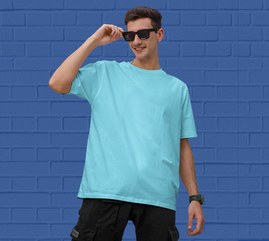 Solid Sky Blue Oversized T-shirt - 240 GSM