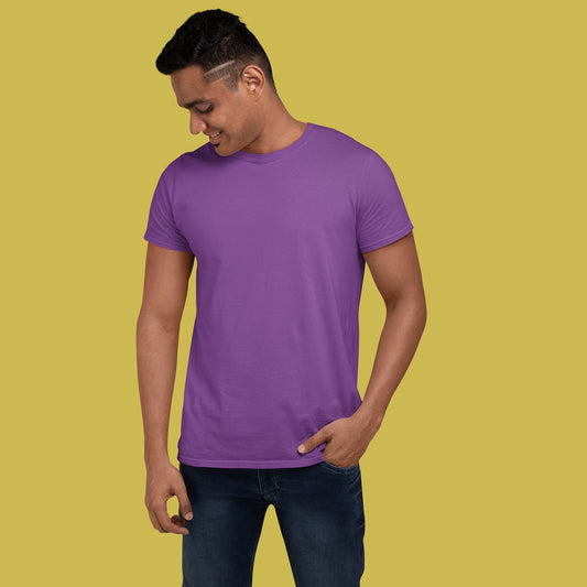 Men's Round Neck Plain T-Shirt  Purple