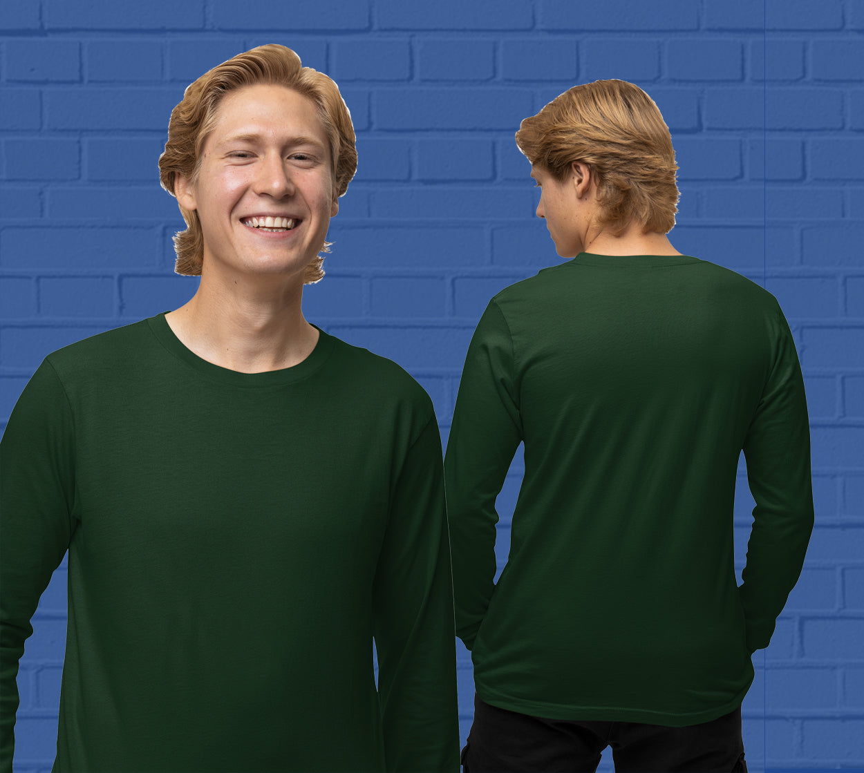 Bottle Green Full Sleeve Shirt | Round Neck T-Shirt – goatprints