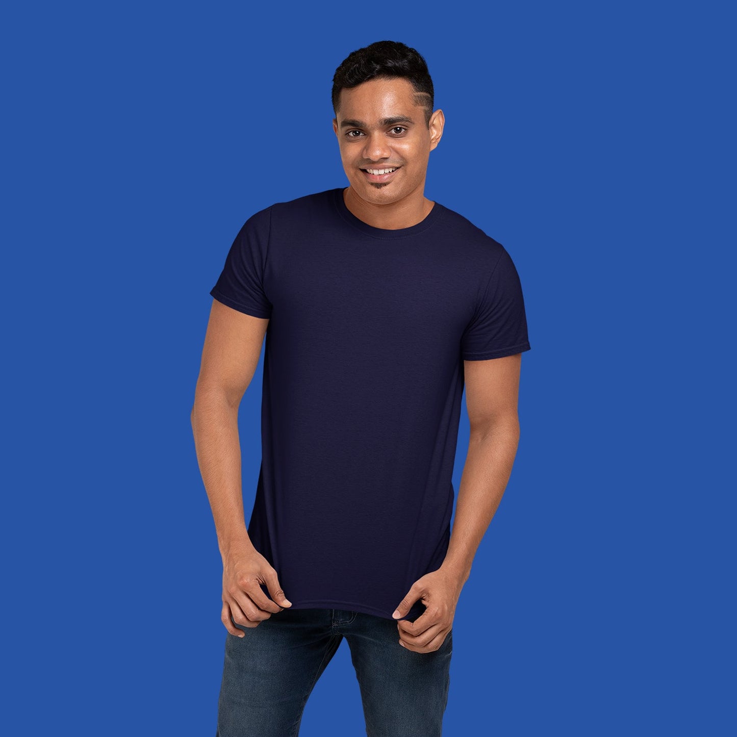 Men's Round Neck Plain T-Shirt- NAVY BLUE