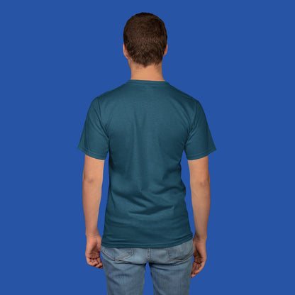 Men's Round Neck Plain T-Shirt Petrol Blue