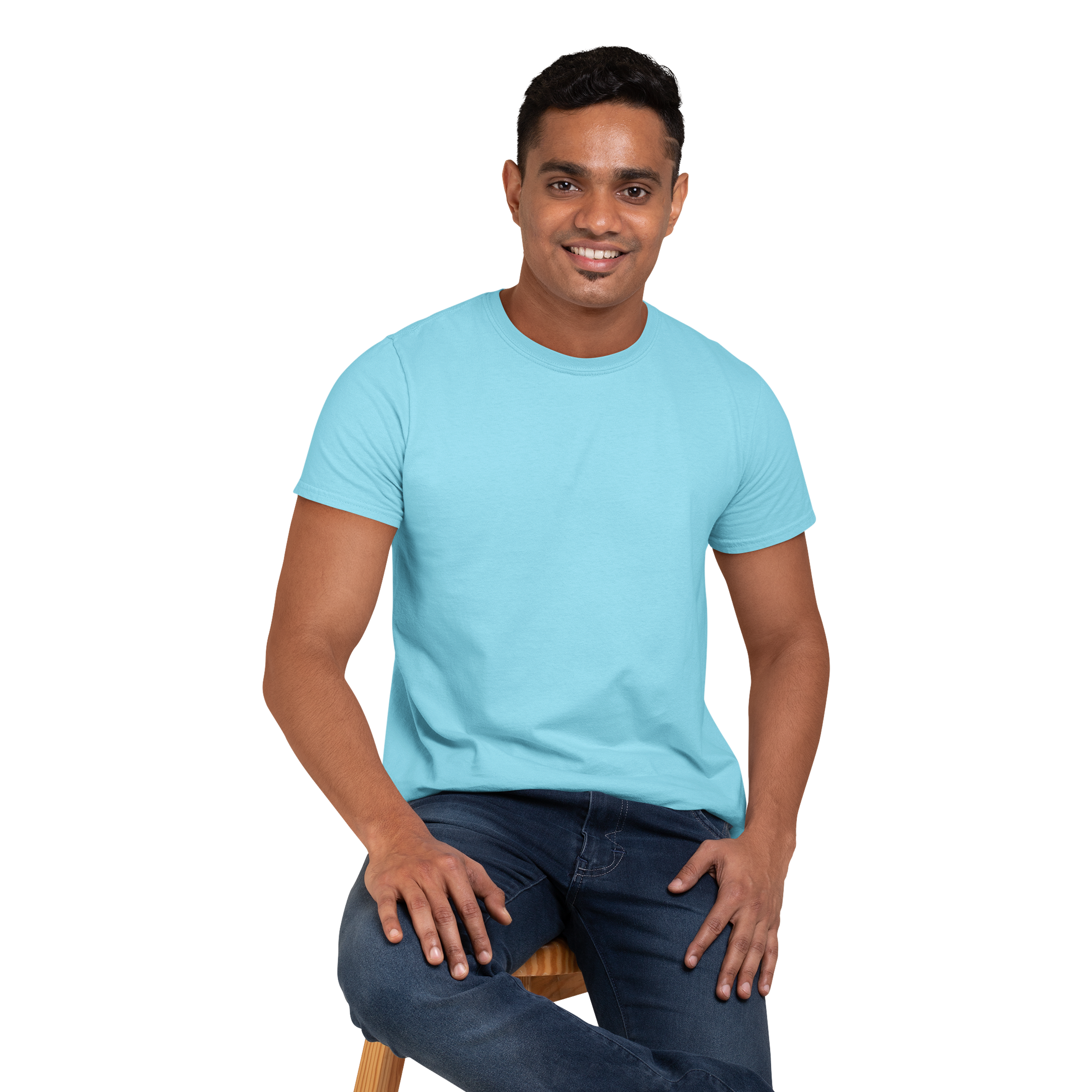 Men's Round Neck Plain T-Shirt  Sky Blue