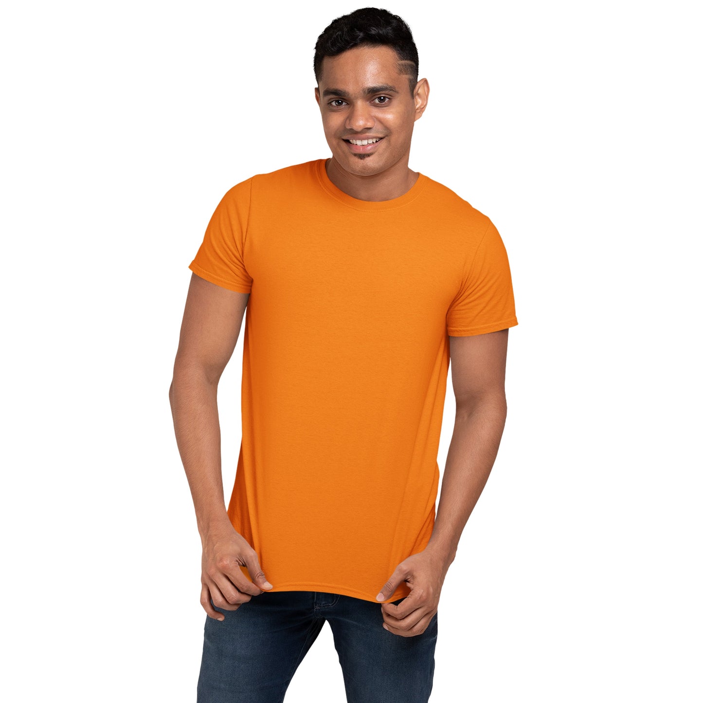 Men's Round Neck Plain T-Shirt Orange