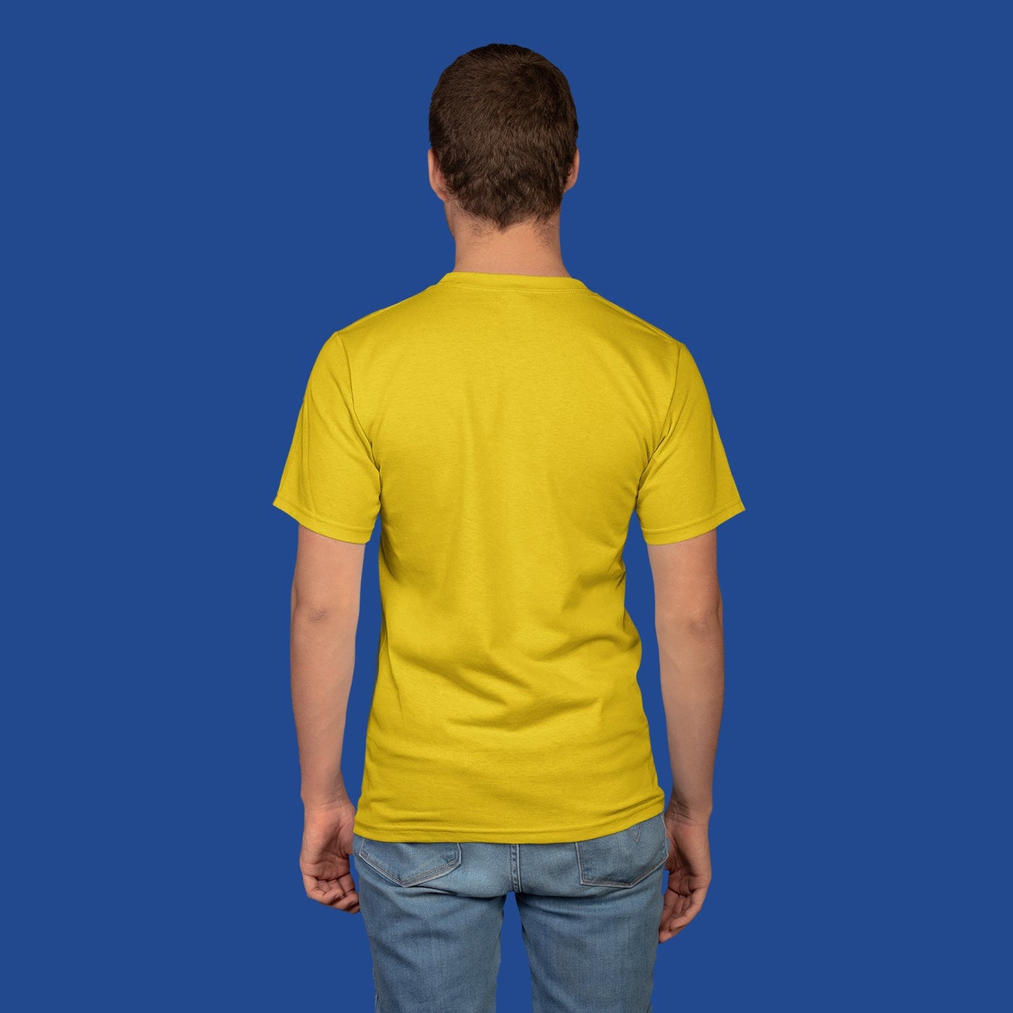 Men's Round Neck Plain T-Shirt Yellow