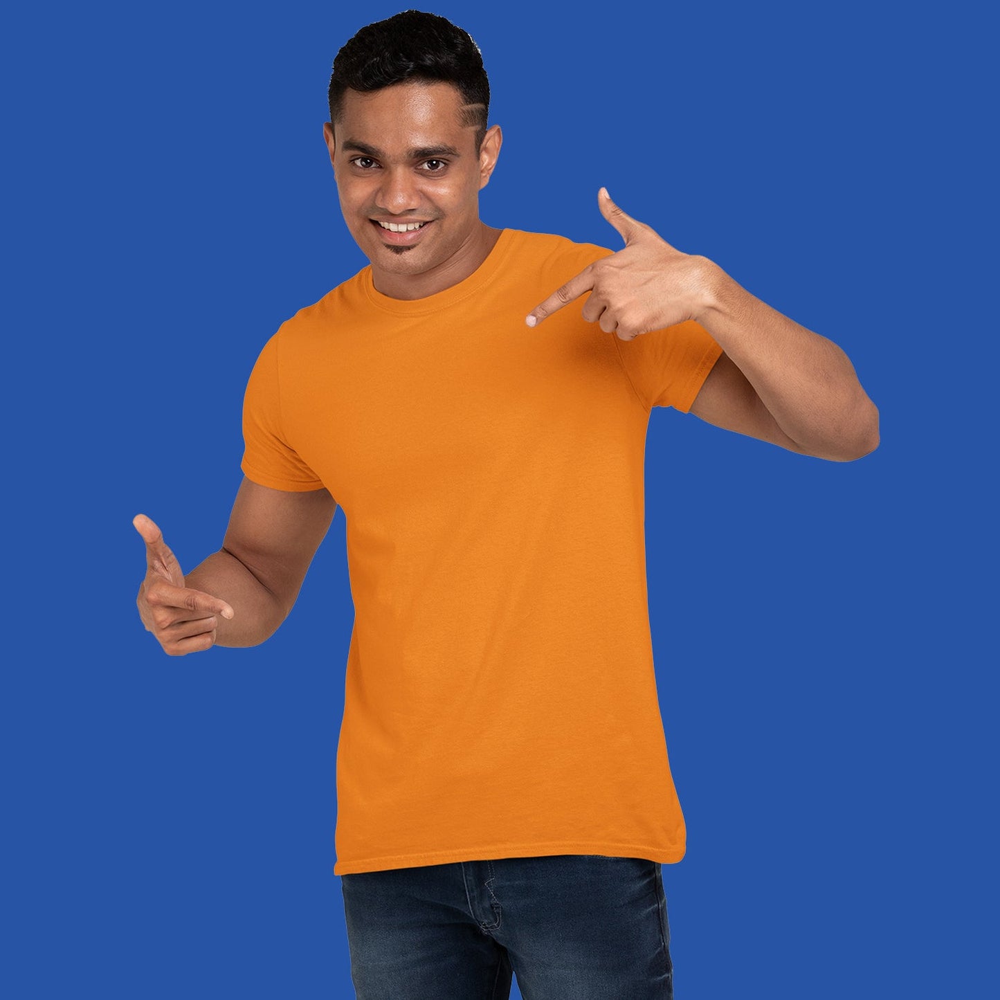 Men's Round Neck Plain T-Shirt Orange