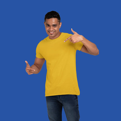 Men's Round Neck Plain T-Shirt Musturd Yellow