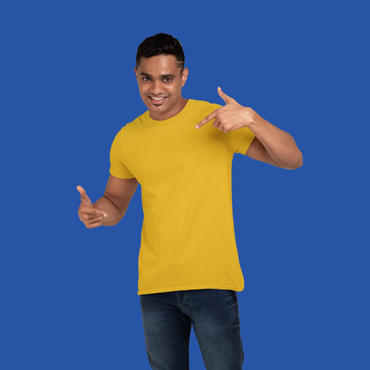 Men's Round Neck Plain T-Shirt Musturd Yellow