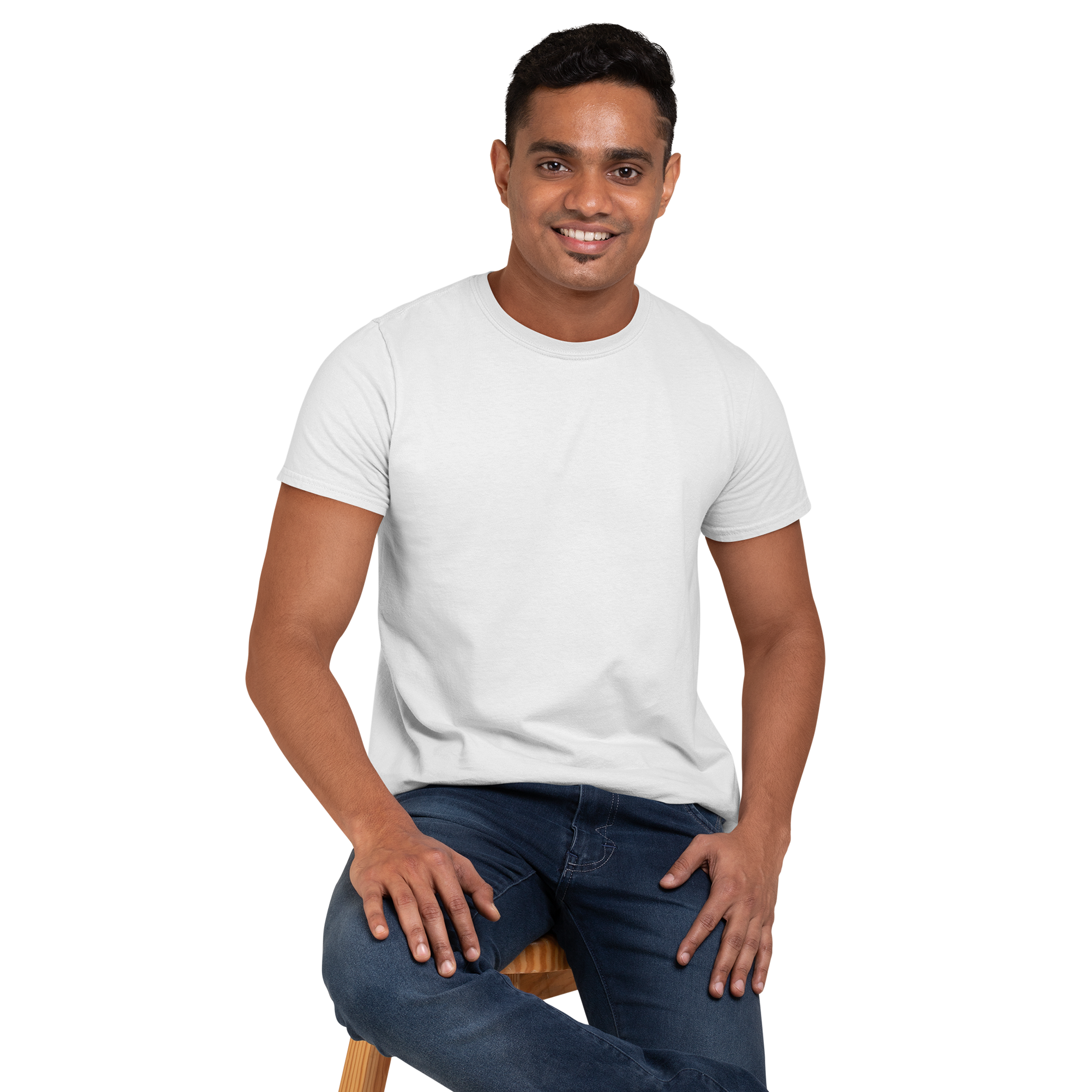 Men's Round Neck Plain T-Shirt white