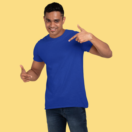 Men's Round Neck Plain T-Shirt Royal Blue