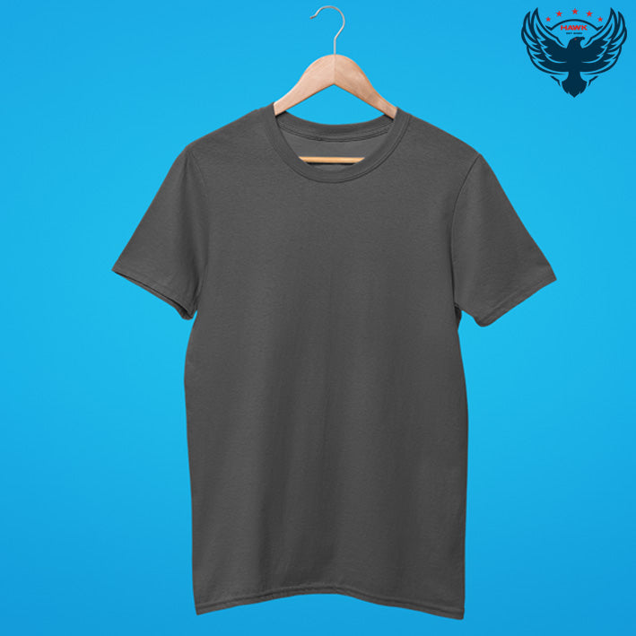 Men's Round Neck Plain T-Shirt Charcoal Melange