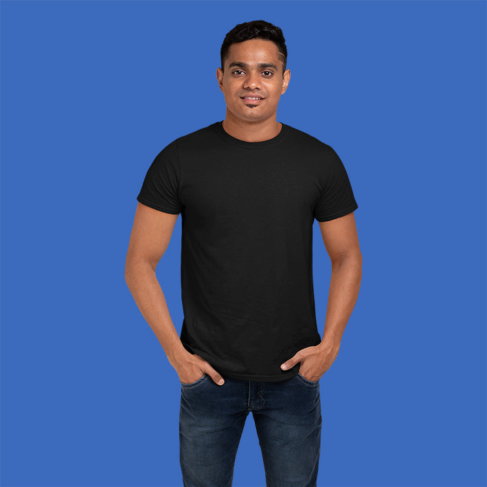 Men's Round Neck Plain T-Shirt Black