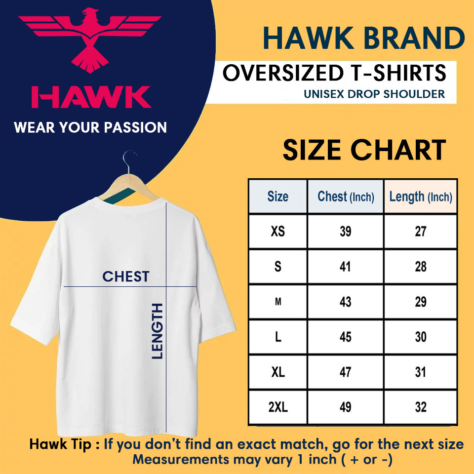 Engineer Oversized T-shirt size chart