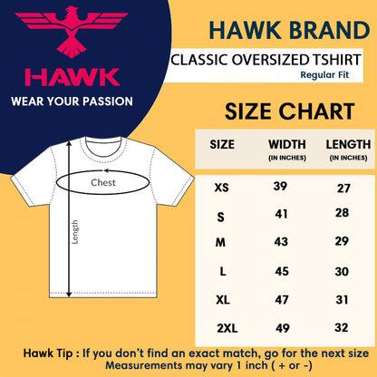 Solid Sky Blue Oversized T-shirt - 240 GSM SIZE CHART