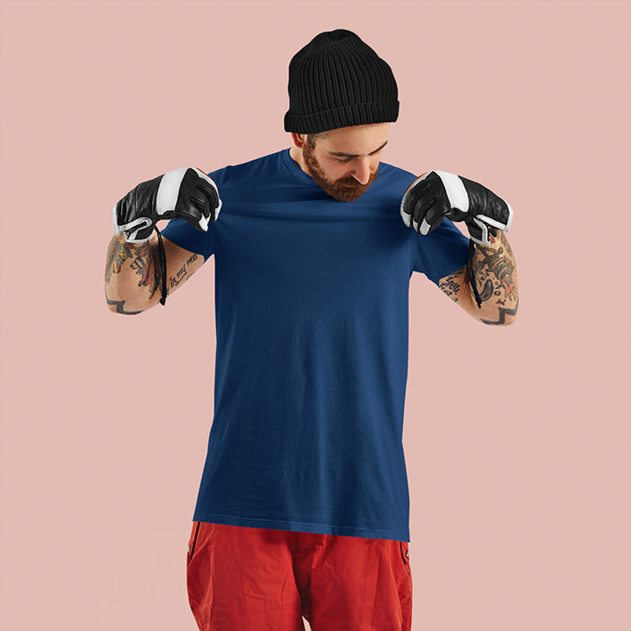 Classic Supima Crew Neck T-Shirts- NAVY BLUE