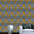 Grey Base with Golden Color Peacock Feather Design Wallpaper
