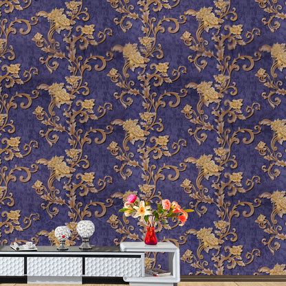 Purple Base with Golden Color Design Wallpaper