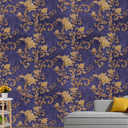 Purple Base with Golden Color Design Wallpaper