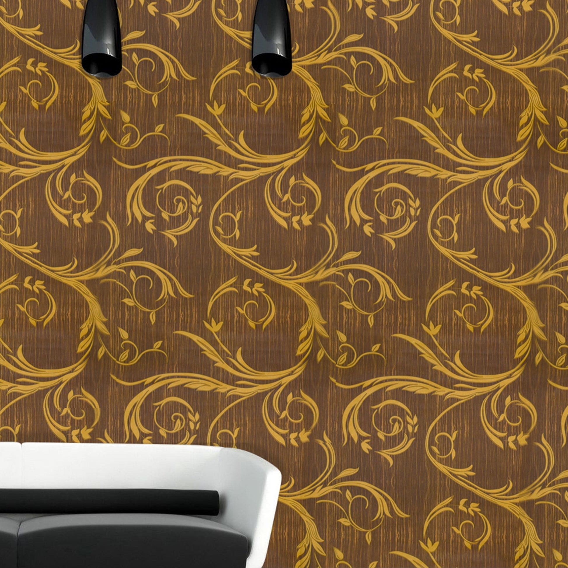 Decorative Brown and Gold Wallpaper