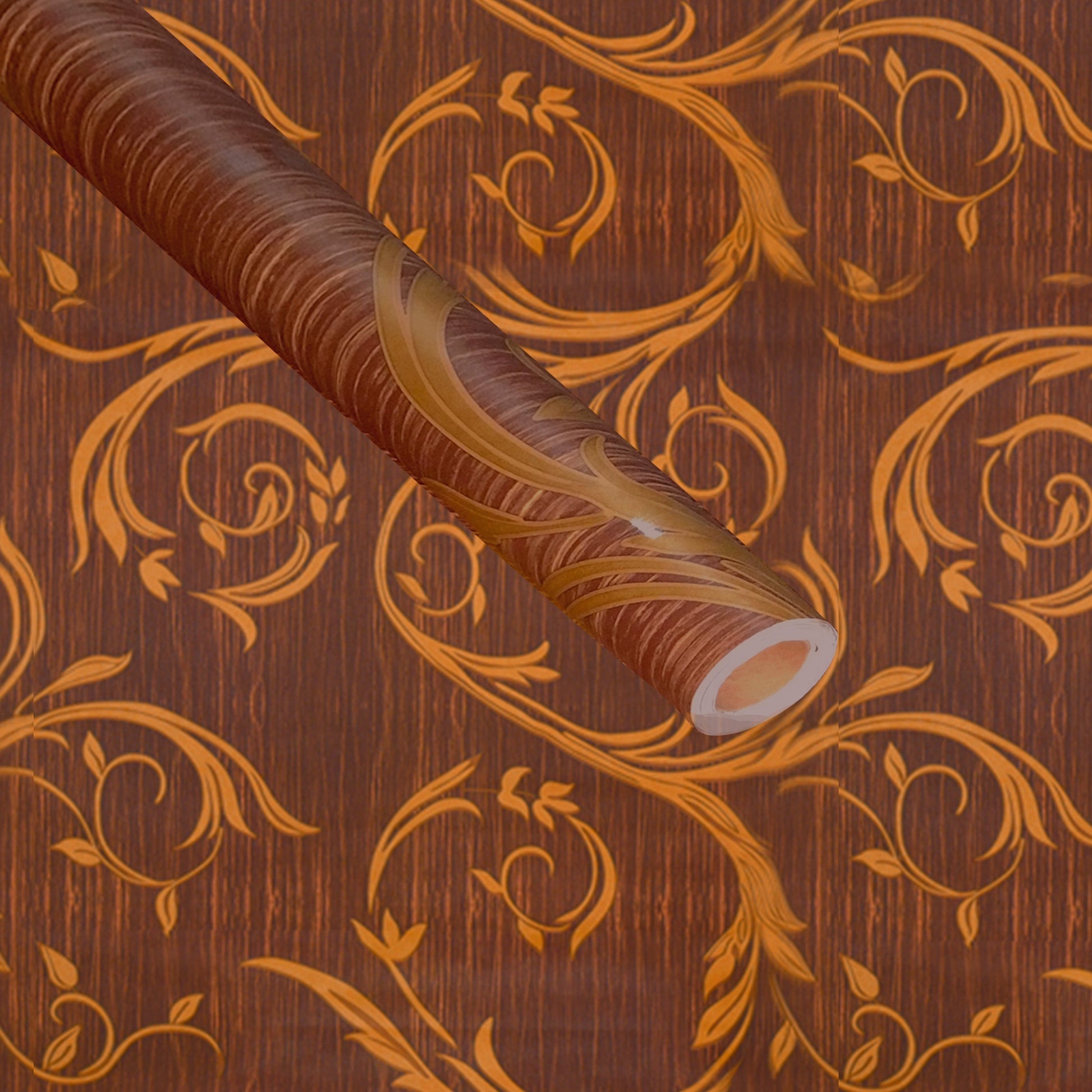 Decorative Maroon and Gold Wallpaper