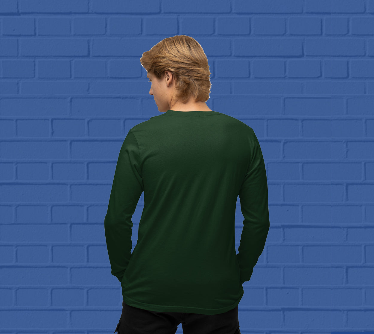 Bottle Green Full Sleeve Shirt | Round Neck T-Shirt – goatprints