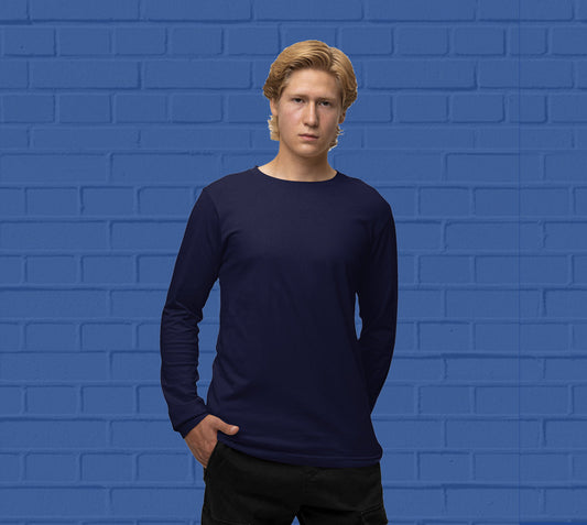 Buy mens Navy Blue Full Sleeve Shirt online at best price