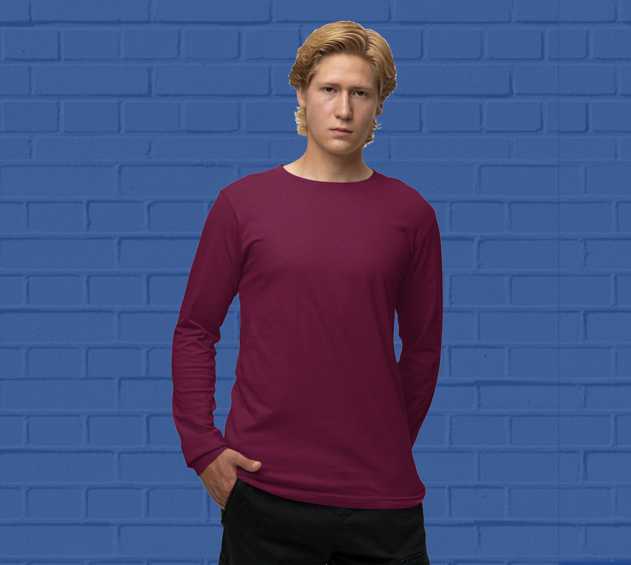 Maroon Full Sleeve Shirt | Round Neck T-Shirt – goatprints