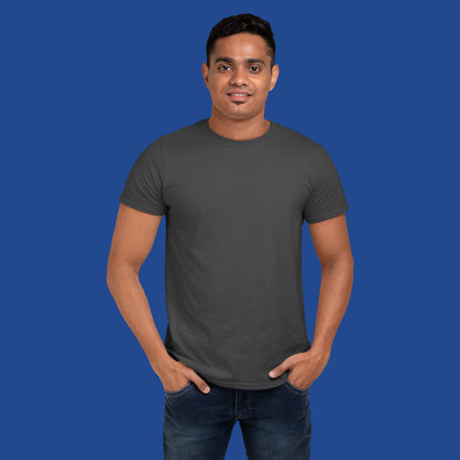 Men's Round Neck Plain T-Shirt Charcoal Melange