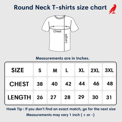 Travel Addict Half Sleeve T-Shirt size chart