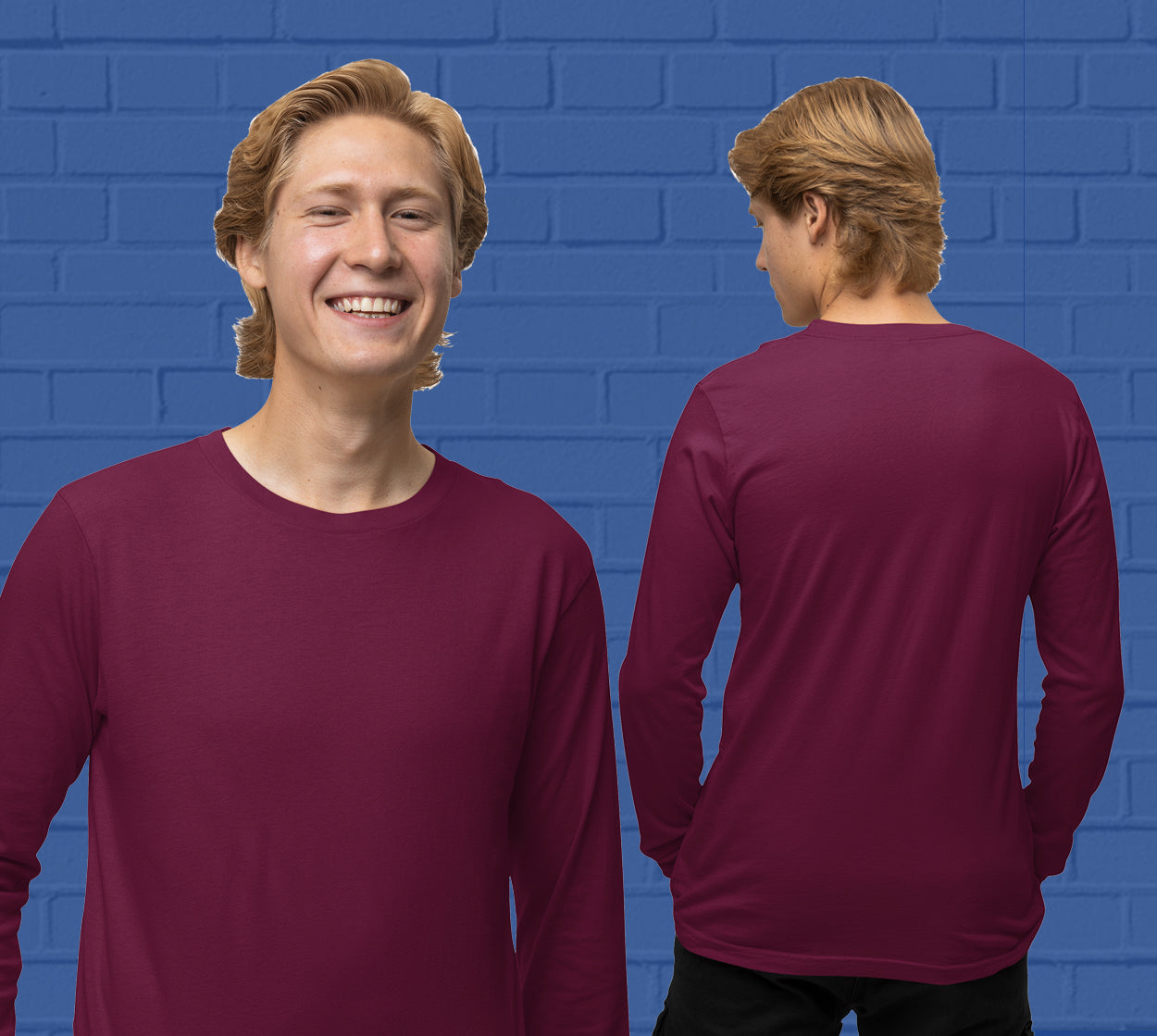 Maroon Full Sleeve Shirt | Round Neck T-Shirt – goatprints